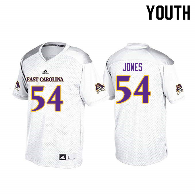 Youth #54 Avery Jones ECU Pirates College Football Jerseys Sale-White